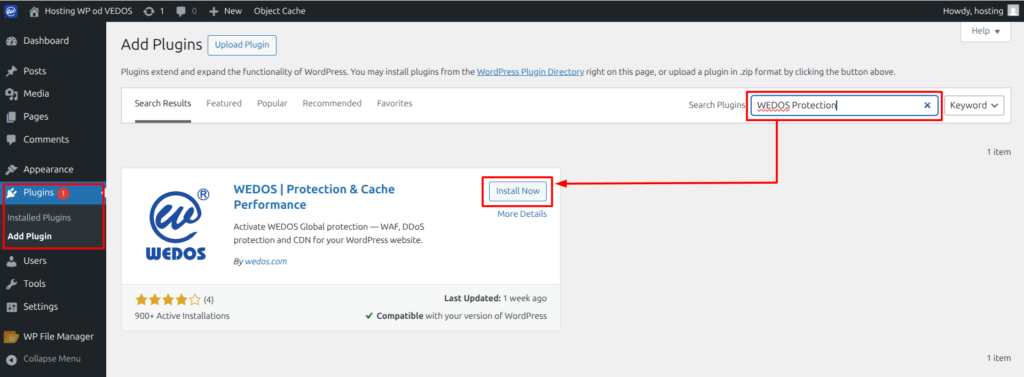 WEDOS Protection & Cache Performance Plugin
