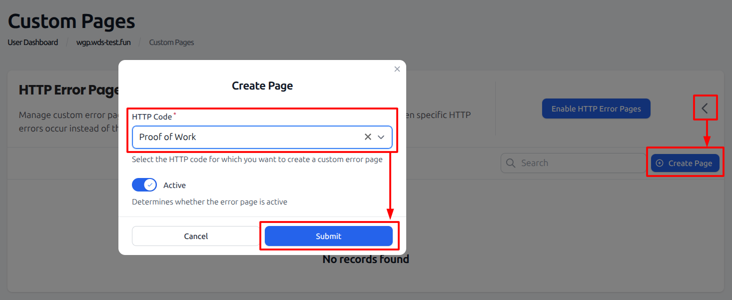Protection - Custom Pages - WEDOS Documentation & Knowledge Base