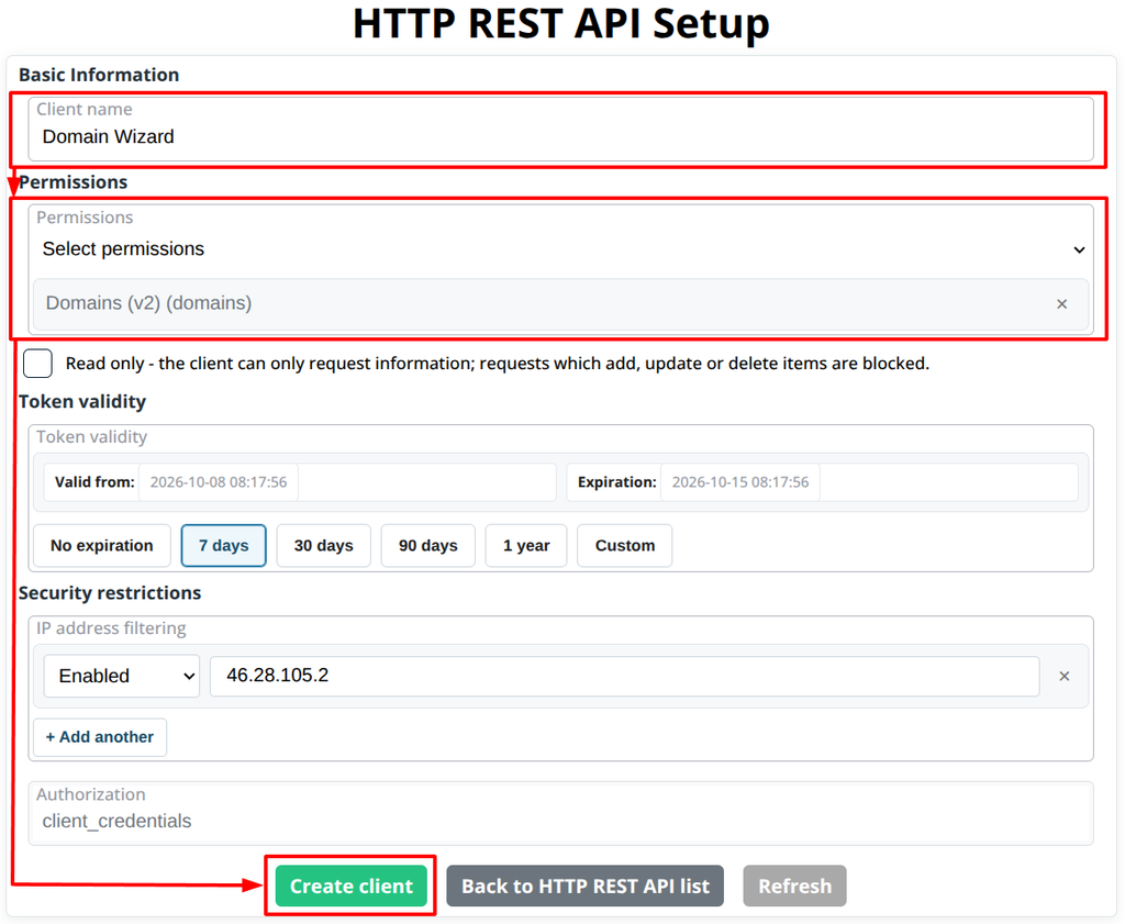 Przykład tworzenia klienta WEDOS REST API